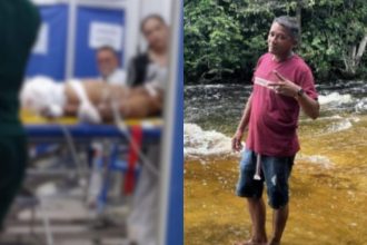 Aldenor Moraes Pavão, 51 anos, sofreu um acidente de trabalho no município de Autazes (AM) (Foto: WhatsApp/Reprodução)