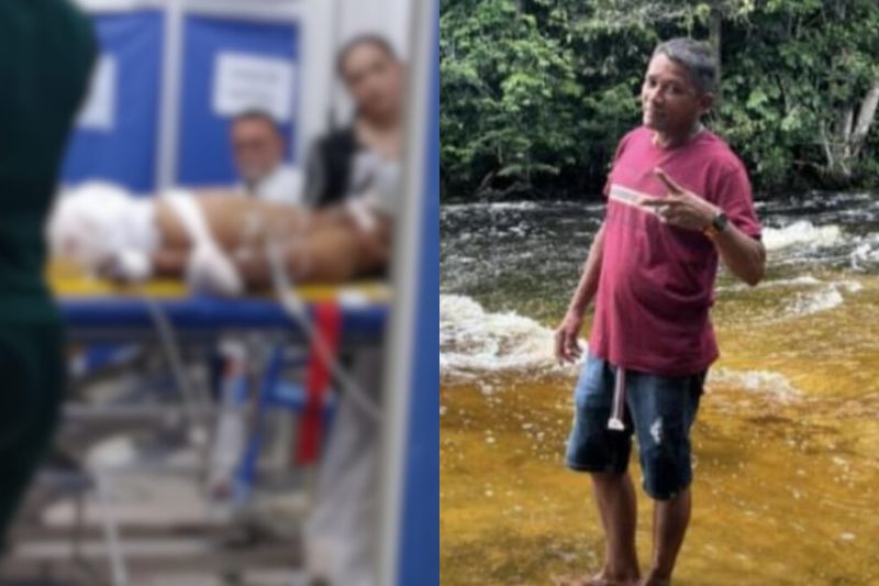 Aldenor Moraes Pavão, 51 anos, sofreu um acidente de trabalho no município de Autazes (AM) (Foto: WhatsApp/Reprodução)