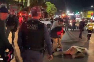 O impacto lançou Saulo ao chão, causando sua morte instantânea (Foto: WhatsApp/Reprodução)