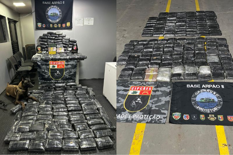 Droga apreendida em embarcação foi avaliada em R$ 3,6 milhões (Foto: PC-AM/WhatsApp/Reprodução)