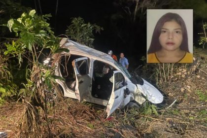 Jasmin Lima de Moraes, 24 anos, foi lançada para fora do automóvel (Foto: WhatsApp/Reprodução)