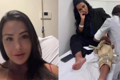 Gracyanne com proteção na perna: frustração (Fotos: Instagram/Reprodução)