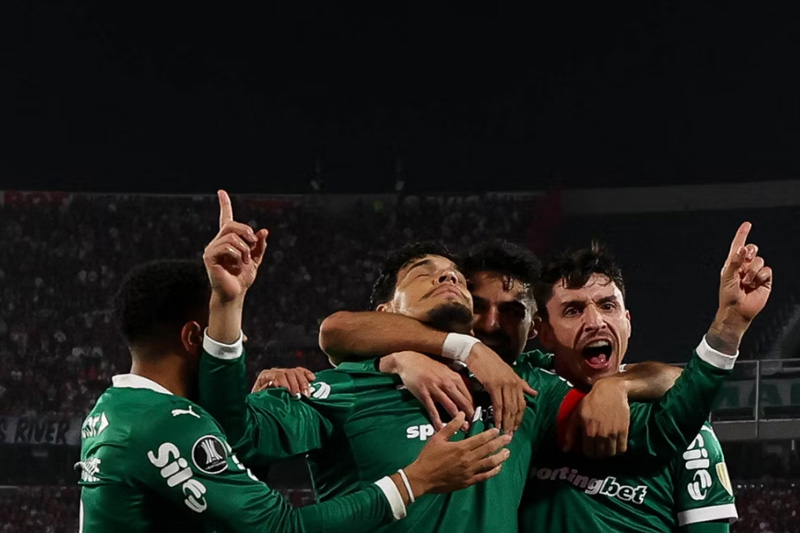 Gustavo Gome marcou o primeiro gol na vitória do Palmeiras (Foto: Cesar Greco/Palmeiras/by Canon)