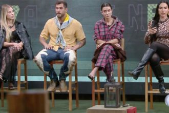 Saory, Nizam, Michelle e Tâmires disputam voto do público para se manter em ‘A Fazenda 17’ (Imagem: TV Record/Reprodução)