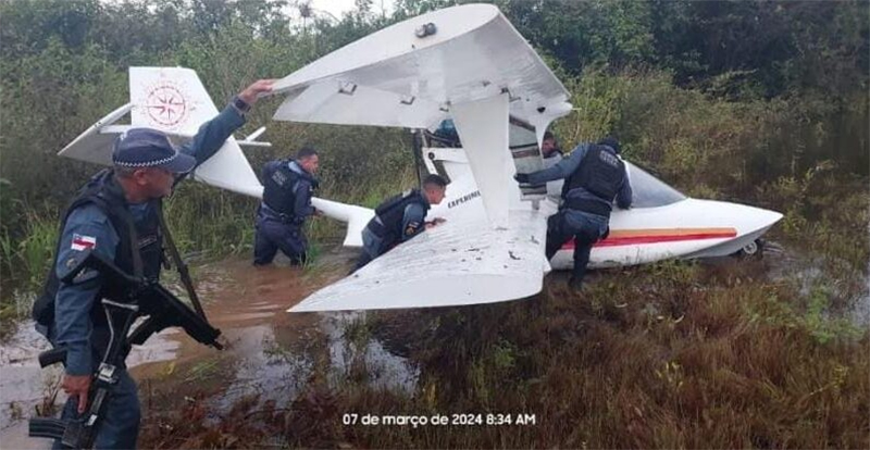 Avião anfíbio foi apreendido em março de 2024 também ao fazer pouso forçado (Foto: PM-AM/Divulgação)