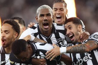 Jogadores do Botafogo festejaram gol da vitória sobre o Bahia (Foto: Vitor Silva/Botafogo FR)