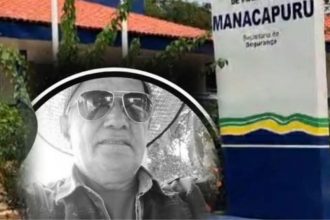 Francisco Campos (no detalhe) e a delegacia de Manacapuru onde suspeito está preso (Foto: WhatsApp/Reprodução)
