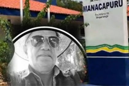 Francisco Campos (no detalhe) e a delegacia de Manacapuru onde suspeito está preso (Foto: WhatsApp/Reprodução)