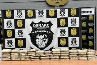 Foram encontrados 58 tabletes de cocaína, totalizando 60 quilos (Foto: Divulgação)