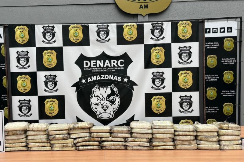 Foram encontrados 58 tabletes de cocaína, totalizando 60 quilos (Foto: Divulgação)