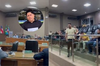Melk Santos foi expulso sob a ameaça de deixar o local algemado (Foto: WhatsApp/Reprodução)