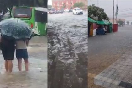 Chuva deixa o Centro de Manaus debaixo de água (Imagem: Reprodução/redes sociais)