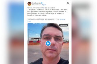 Em vídeo, Flávio Bolsonaro pediu vigília pelo pai (Imagem: X/Reprodução)