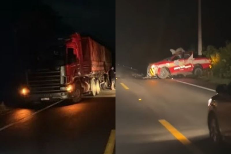 Acidente de trânsito aconteceu na BR-319, na região de Humaitá (Foto: WhatsApp/Reprodução)