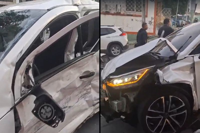 Com o impacto, as vítimas ficaram presas nas ferragens (Foto: WhatsApp/Reprodução)