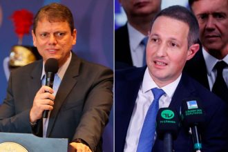 Tarcísio de Freitas e Guilherme Derrite