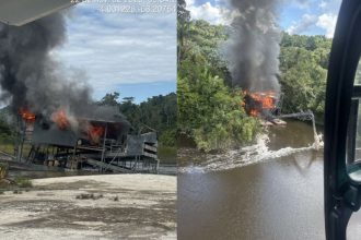 Dez dragas foram destruídas durante a operação (Foto: Divulgação/PF)