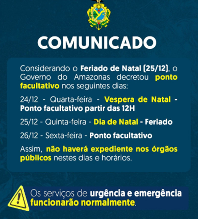 Comunicado sobre ponto facultativo