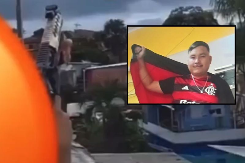 O autor dos tiros, identificado apenas como Mateus, é procurado pela Polícia Militar (Foto: WhatsApp/Reprodução)