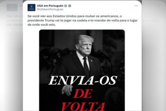 Ameaça Trump em português na conta do governo dos EUA no X (Foto: X/Reprodução)