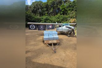 Carga de cocaína e avião foram apreendidos em Maués (Foto: PF/Divulgação)
