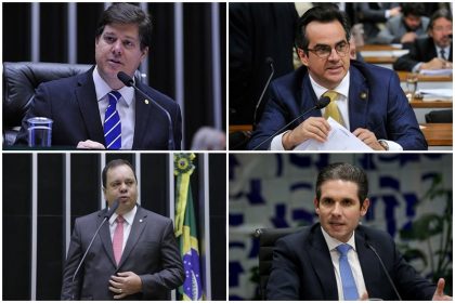 Baleia Rossi, Ciro Nogueira, Elmar Nascimento e Hugo Motta cogitam liberar diretórios nos estados nas eleições 2026 (Fotos: Agências Câmara e Senado)