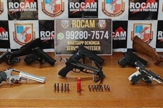 A Rocam resgatou a vítima e encontrou um arsenal de armas no local (Foto: Divulgação)