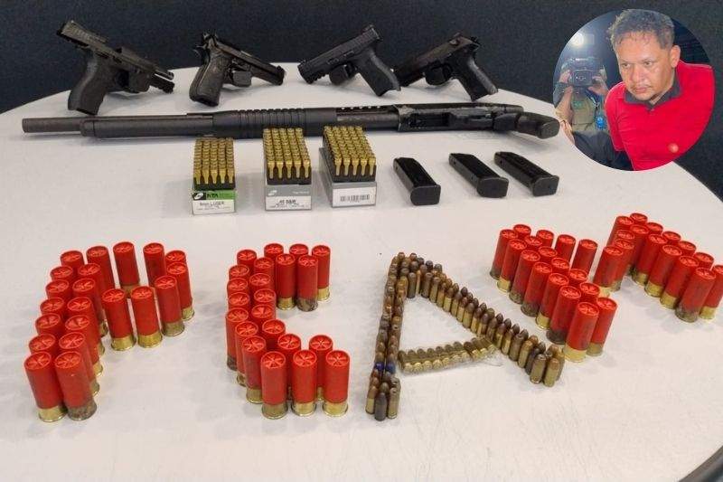Jeanderson dos Anjos Nogueira, 44 anos, conhecido como “Billy do Compaj”, foi preso com arsenal de armas (Foto: Divulgação/PCAM)