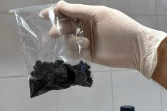 Maconha "preta" estava escondida na lateral de mala da passageira (Foto: Divulgação/PF)