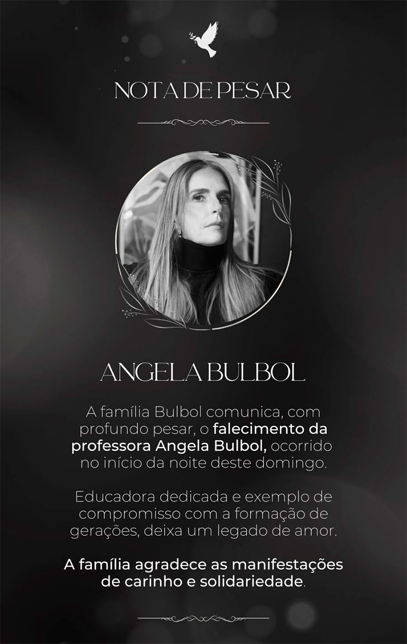 Nota de pesar de ângela Bulbol
