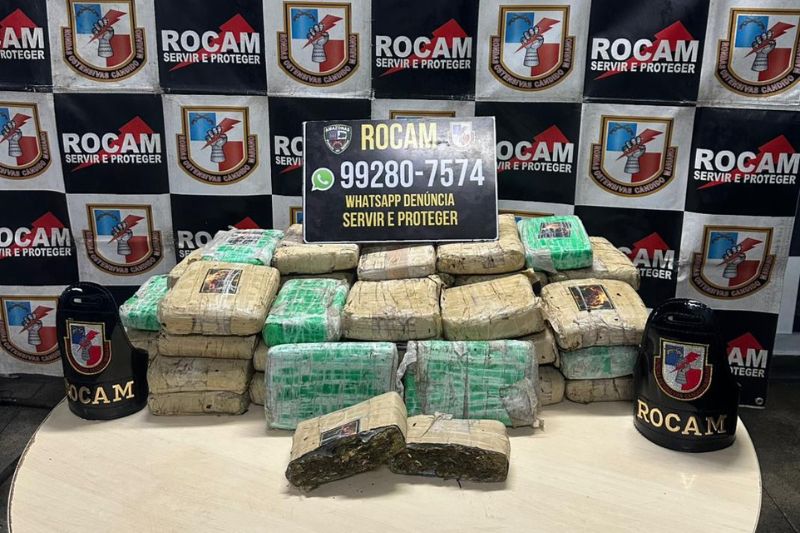 Os policiais militares apreenederam os 41 tabletes da droga. Até o momento, ninguém foi preso (Foto: Divulgação)