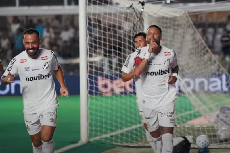 Neymar marcou os dois gols da vitória do Santos sobre o Vasco (Imagem: SantosTV/YouTube/Reprodução)