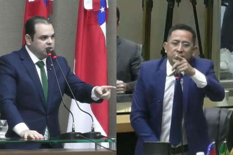 Discussão entre os deputados Roberto Cidade e Daniel Almeida (Imagem: Reprodução/Aleam)