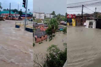 Alagações em Manaus na última quarta-feira (25): efeito do descaso com urbanização e igarapés (Fotos: WhatsApp/Repodução)
