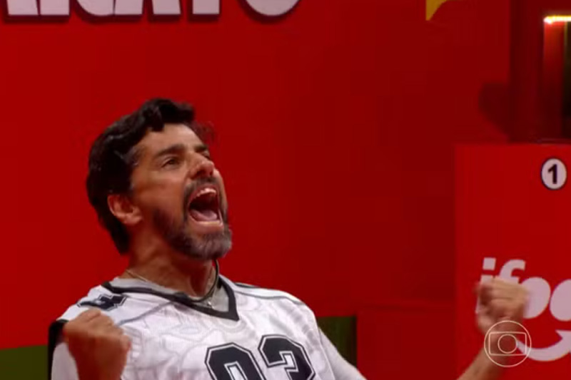 Alberto Cowboy ao venceu a Prtova do Líder: imune pela terceira vez no BBB 26 (Imagem: Globoplay/Reprodução)
