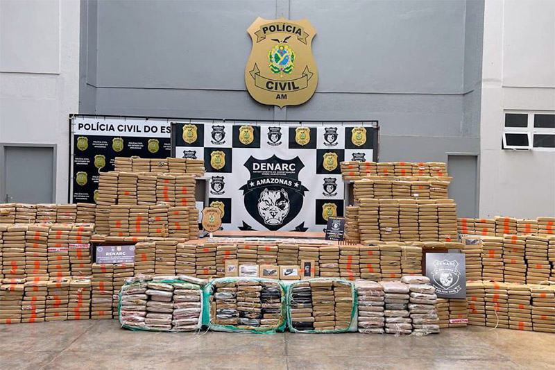 Droga apreendida em dois meses de 2026 no Amazonas: quantidade é o dobro do mesmo período de 2025 (Foto: Victor Levy/SSP-AM)