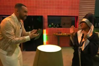 Milena recusa tirar foto com Gil do Vigor em festa do BBB 26 (Imagem: Globoplay/Reprodução)