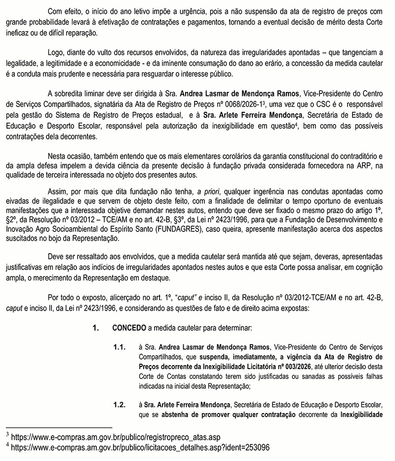 Decisão TCE suspensão de contrato da Seduc 4