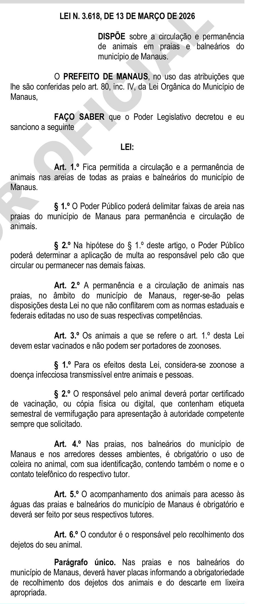 Lei sobre pets nas praias