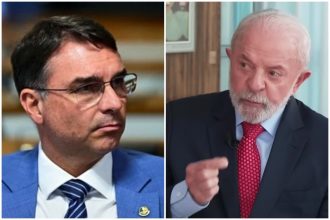 Flávio Bolsonaro aparece com vantagem mínima sobre em cenário de segundo turno (Fotos: Saulo Cruz/Agência Senado e SBT/YouTube/Reprodução)