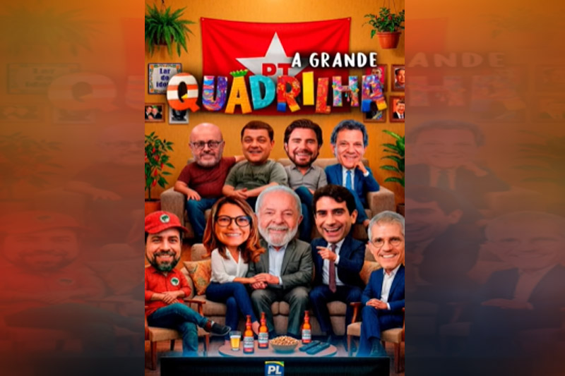 PL usou IA em vídeo com intebgrantes do governo associados à quadrilha (Imagem: Facebook/Reprodução)