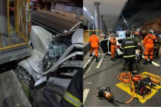O homem de 46 anos foi resgatado por bombeiros e hospitalizado (Foto: Divulgação)