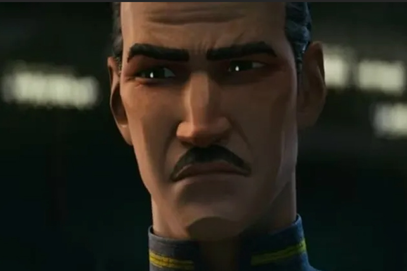Capitão Brander Lawson tem a voz de Wagner Moura na série de animação Star Wars (Imagem: Disney+/Reprodução)