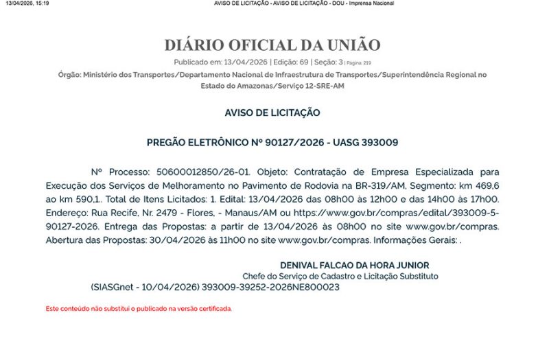 Edital de Licitação BR-319 3
