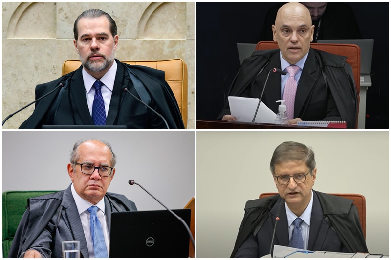 Relator da CPI do Crime Organiado pede indiciamento de Dias Toffoli, Alexandre de Moraes, Gilmar Mendes e Paulo Gonet (Fotos: Divulgação/STF)