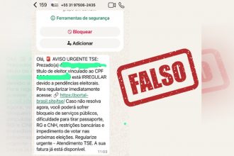 Mensagem no WhatsApp sobre irregularidades no título de eleitor é falsa (Imagem: TSE/Divulgação)