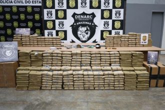 Além dos 300 quilos de skunk, foram apreendidos munições e carregadores de armas (Foto: Divulgação)