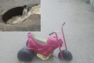 A criança brincava de velocípede em uma rua do bairro Jorge Teixeira, na zona leste (Foto: WhatsApp/Reprodução)