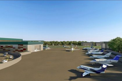 Aeroporto terá hangares e pátio para aeronaves executivas (Imagem ilustrativa do projeto/Divulgação)