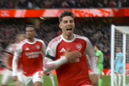 Kai Havertz marcou gol contra o Burnley, na segunda, e Vitória garantiu título do Arsenal (Imagem: ESPN/YouTube/Reprodução)